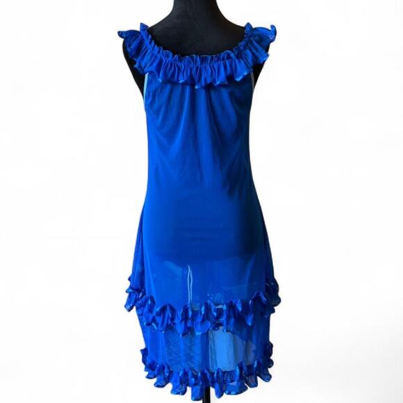 Royal Blue Ruffle Mesh Dress S–L Fairycore Maximalist - Picture 3 of 8